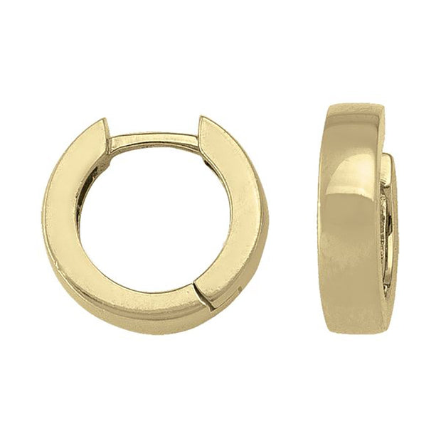 Yellow Gold Square Edge Huggie Hoop Earrings