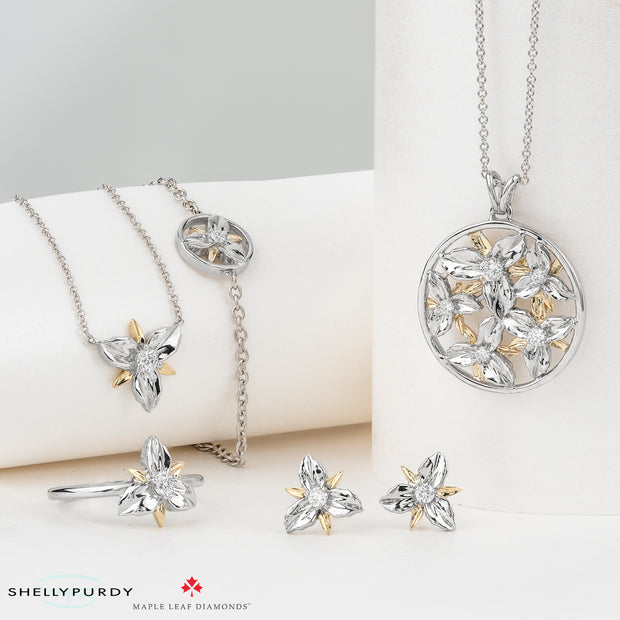 Canadian Ontario Trillium Garden Diamond Pendant