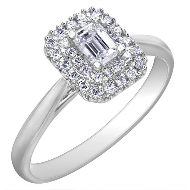 Radiant Cut Diamond Ring with Double Halo