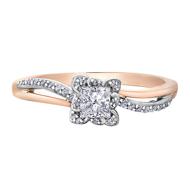 Princess Cut Canadian Diamond Ring With Twist Detailing