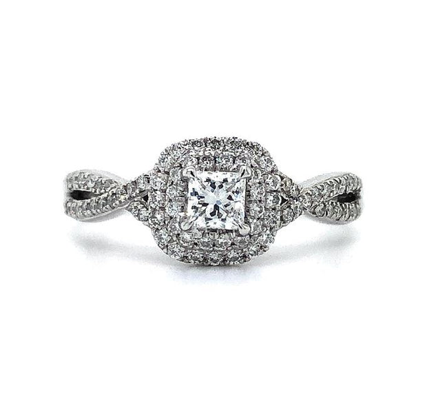 Canadian Diamond Engagement Ring with Cushion Halo