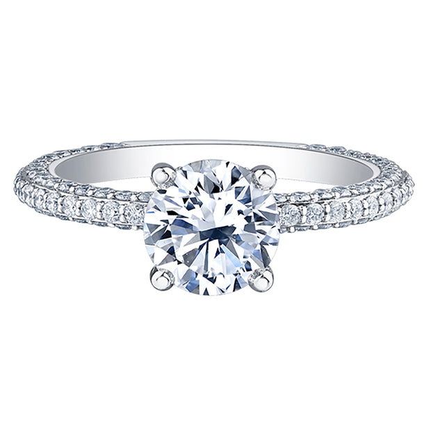 Round Canadian Diamond Solitaire with Hidden Halo and Diamond Pavé