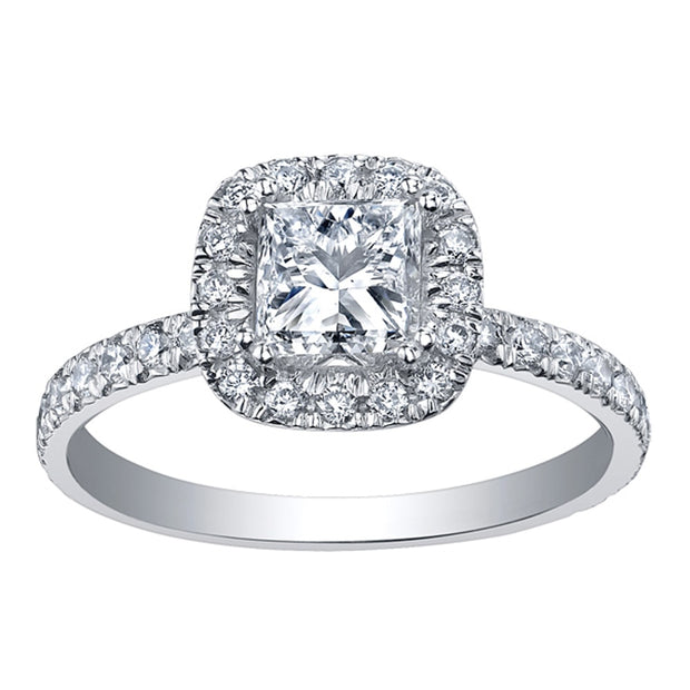 Bague de fiançailles d'heritage en diamant taille princesse