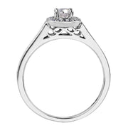 Canadian Diamond Ring with Cushion Halo and Accented Band