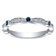 Diamond Band with Milgrain Detailing and Sapphire Option