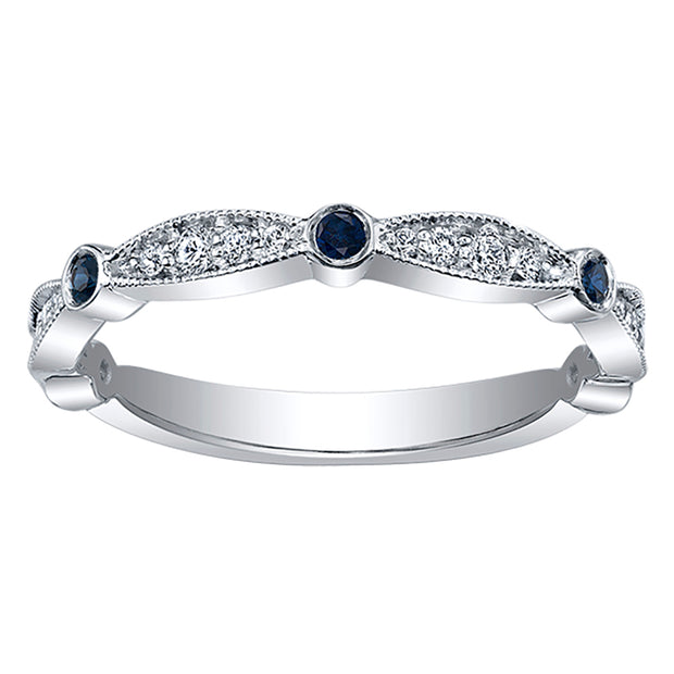 Diamond Band with Milgrain Detailing and Sapphire Option