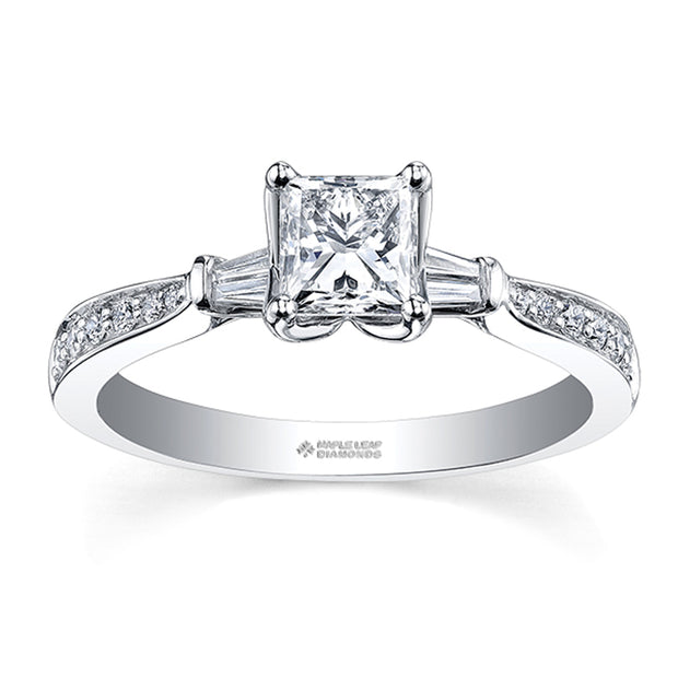 Princess Canadian Diamond Ring with Tapered Baguette Accents