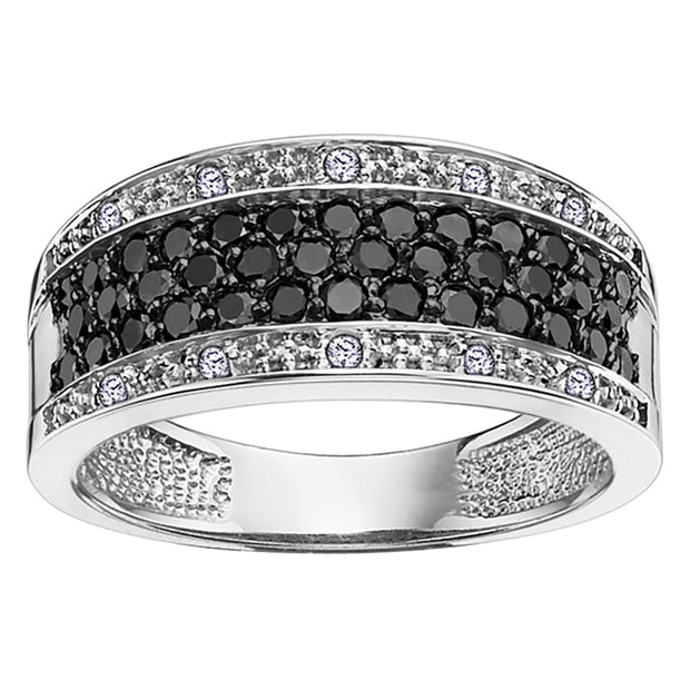 Pavé Set Black and White Diamond Ring