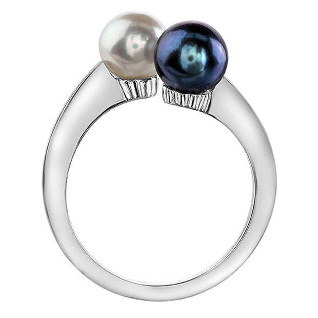 Toi-Et-Moi Black and White Pearl Ring