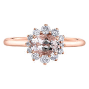 East-West Morganite and Diamond Floral Ring