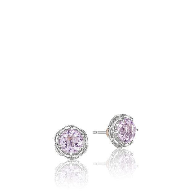 Crescent Crown Studs featuring Rose Amethyst