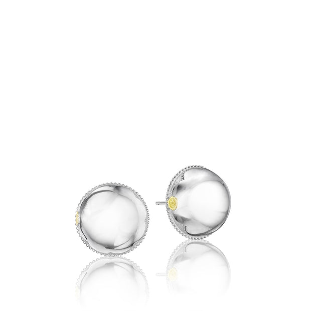 Tacori Sterling Silver Round Button Stud Earrings