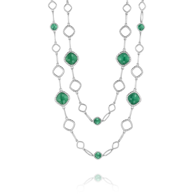 Tacori Clear Quartz Over Green Onyx Station Necklace