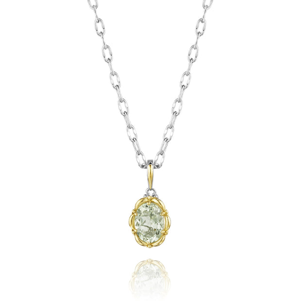 Tacori Oval Prasiolite Enhancer in Sterling Silver with Yellow Gold