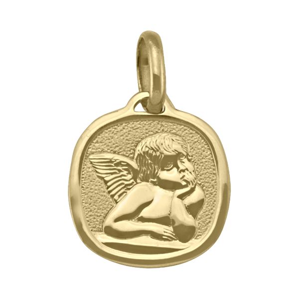 Solid Yellow Gold Angel Medallion