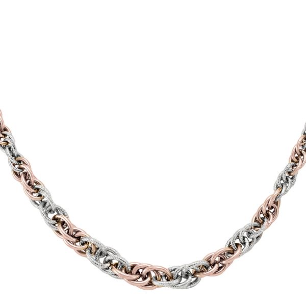  Collier creux fantaisie en or blanc et rose