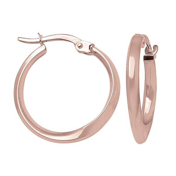 Rose Gold Twisted Knife Edge Hoop Earrings