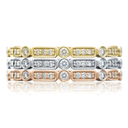 Round Bezel Droplet with Square Accent Wedding Band