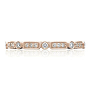 Round Bezel Droplet with Rectangular Basket Wedding Band