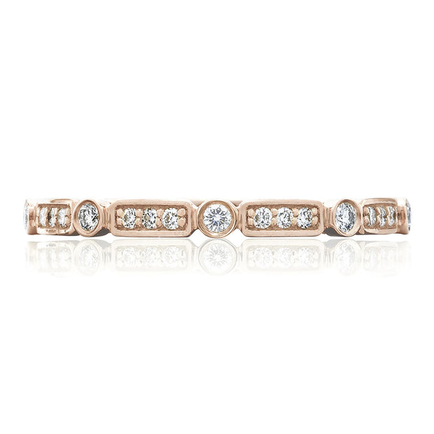 Round Bezel Droplet with Rectangular Basket Wedding Band