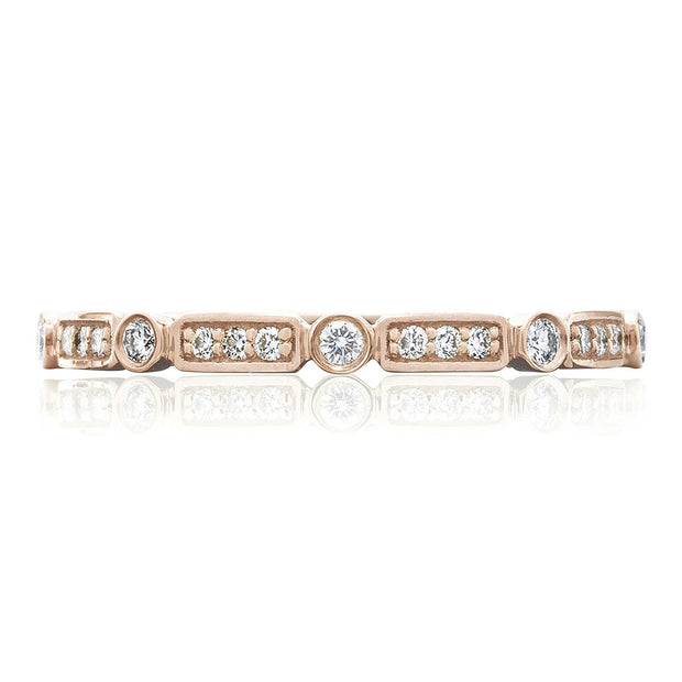 Round Bezel Droplet with Rectangular Basket Wedding Band