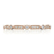 Round Bezel Droplet with Rectangular Basket Wedding Band