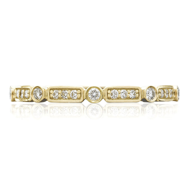 Round Bezel Droplet with Rectangular Basket Wedding Band