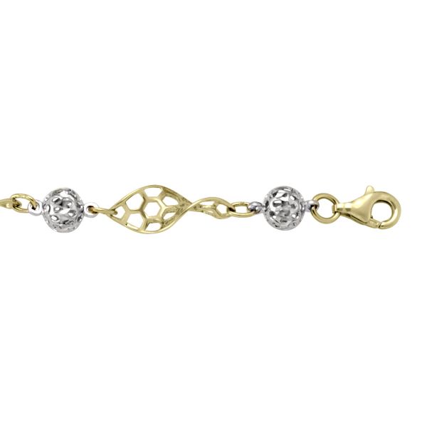 Collier à maillons fantaisie creux en or bicolore