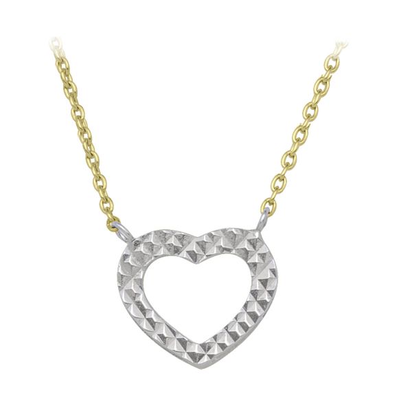 Two-Tone Gold Open Heart Necklace
