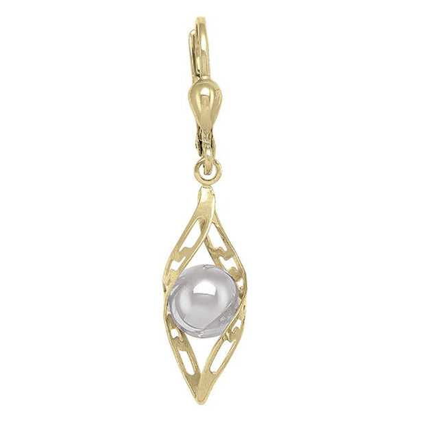 Fancy Drop Earrings in Two-Tone Gold