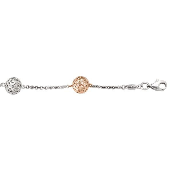 Collier à maillons fantaisie en or rose et blanc