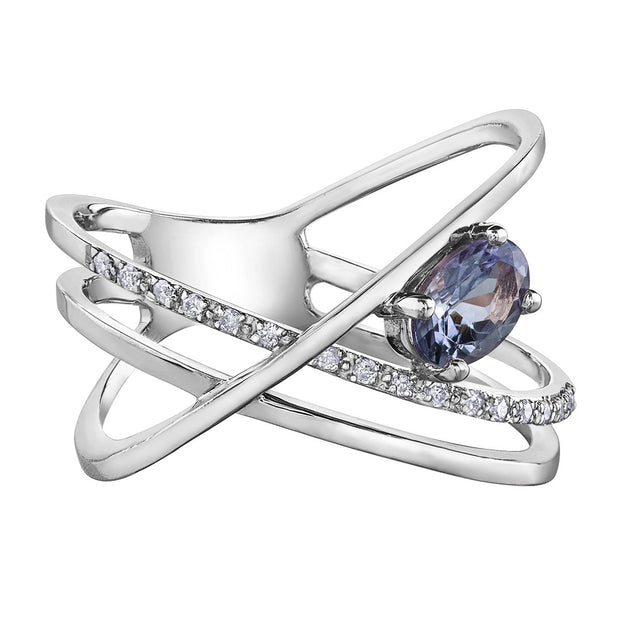 Bague unique en tanzanite et diamants