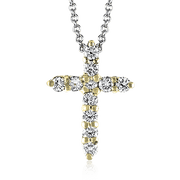 ZP289 Cross Pendant in 14k Gold with Diamonds