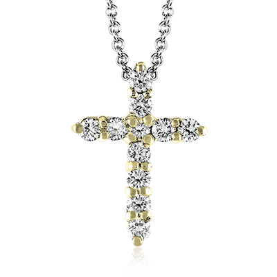 ZP289 Cross Pendant in 14k Gold with Diamonds