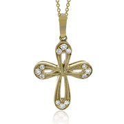 Pendentif croix ZP464 en or 14 carats avec diamants