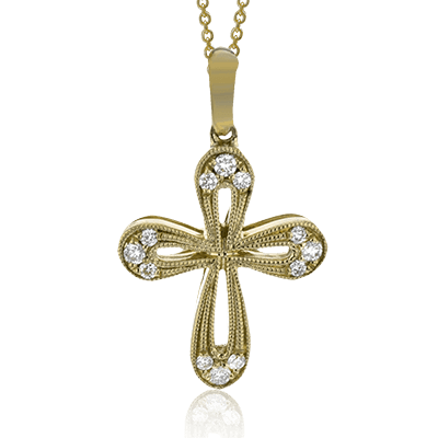 ZP464 Cross Pendant in 14k Gold with Diamonds