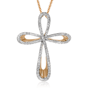 Pendentif croix ZP470 en or 14 carats avec diamants