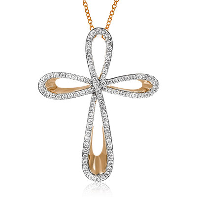 Pendentif croix ZP470 en or 14 carats avec diamants