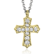 ZP863 Cross Pendant in 14k Gold with Diamonds