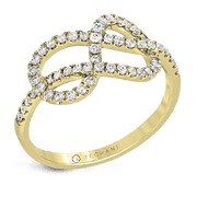 ZR1152 Bague main droite en or 14 carats avec diamants