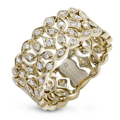 ZR1294 Bague main droite en or 14 carats avec diamants