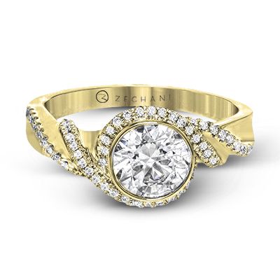 Bague de fiançailles ZR1508 en or 14 carats avec diamants