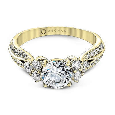 Bague de fiançailles ZR342 en or 14 carats avec diamants