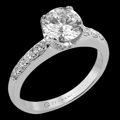 ZR448-A Engagement Ring in 14k Gold with Diamonds