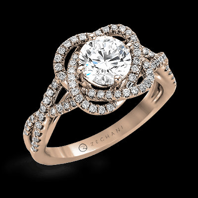 ZR744 Engagement Ring in 14k Gold with Diamonds