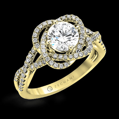 ZR744 Engagement Ring in 14k Gold with Diamonds