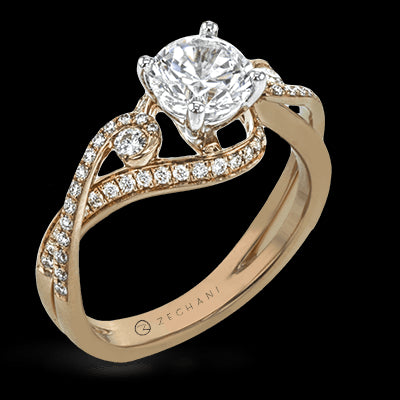 ZR880 Engagement Ring in 14k Gold with Diamonds