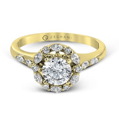 ZR908 Engagement Ring in 14k Gold with Diamonds