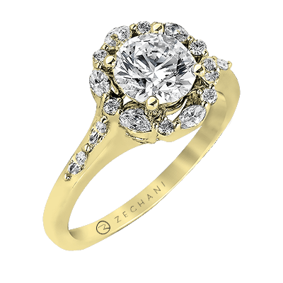 ZR908 Engagement Ring in 14k Gold with Diamonds