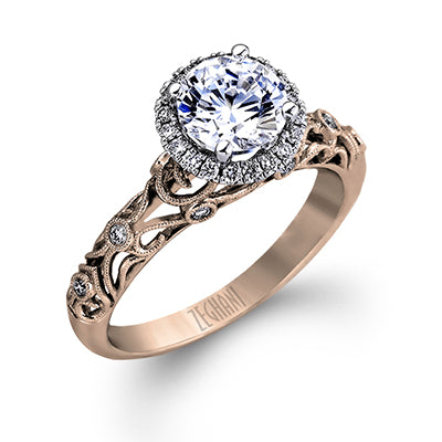 ZR924 Engagement Ring in 14k Gold with Diamonds